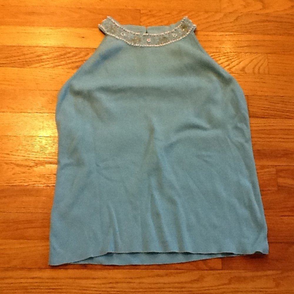 Ribbed Tank with Jewelled Collar
